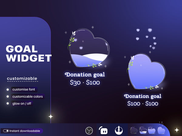 Heart Goal Widget, Customizable Stream Overlay, Twitch, Streamlabs (Digital Download)