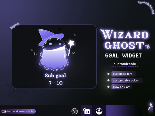 Wizard Ghost Twitch Goal Widget: Customizable Stream Overlay (Digital Download)