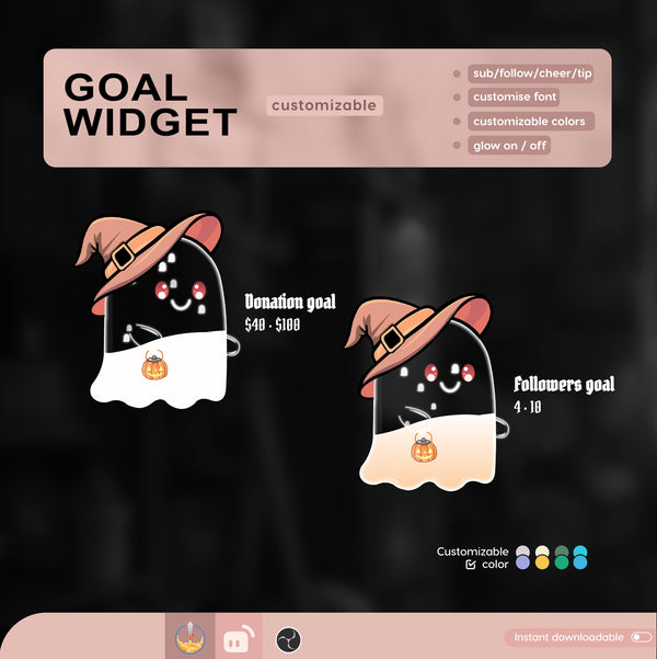 Customizable Ghost Goal Widget, Stream Overlay (Digital Download)