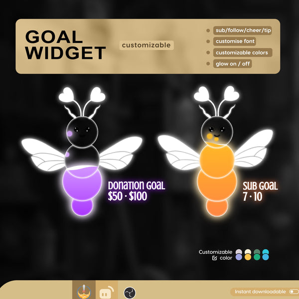 Animated Moth Goal Widget | Customizable Stream Overlay (Digital Download)
