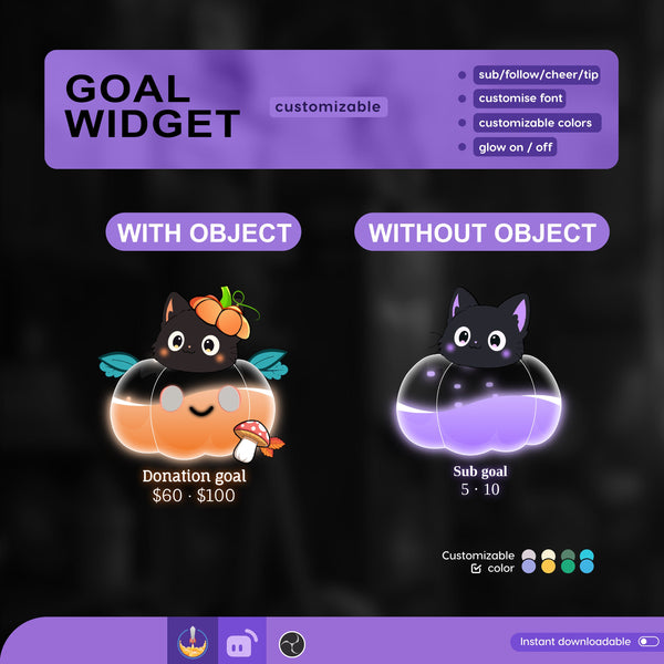 Halloween Pumpkin Goal Widget: Customizable Twitch Stream Overlay (Digital Download)