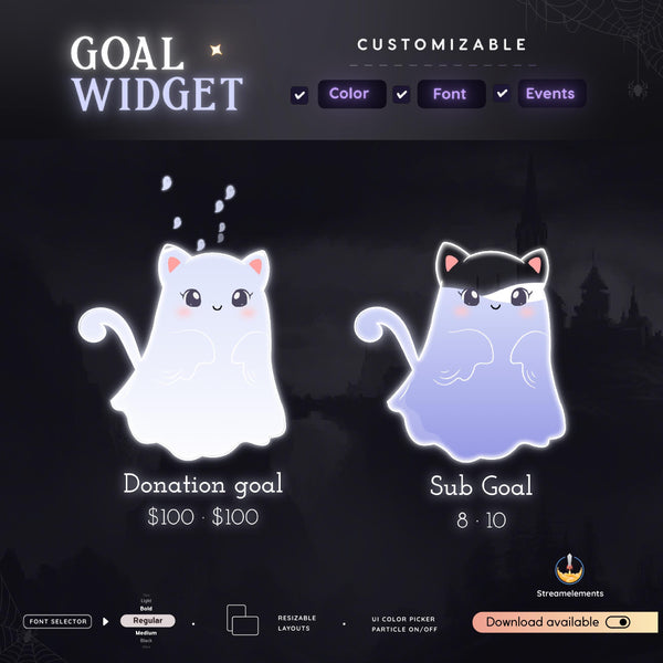 Ghost Cat Goal Widget for Twitch - Streamlabs & Streamelements
