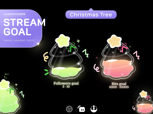 Christmas Tree Goal Stream Widget: Festive Twitch Overlay