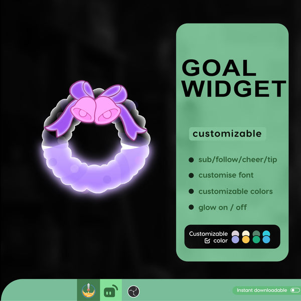 Christmas Holly Goal Widget, Customizable Stream Overlay (Digital Download)