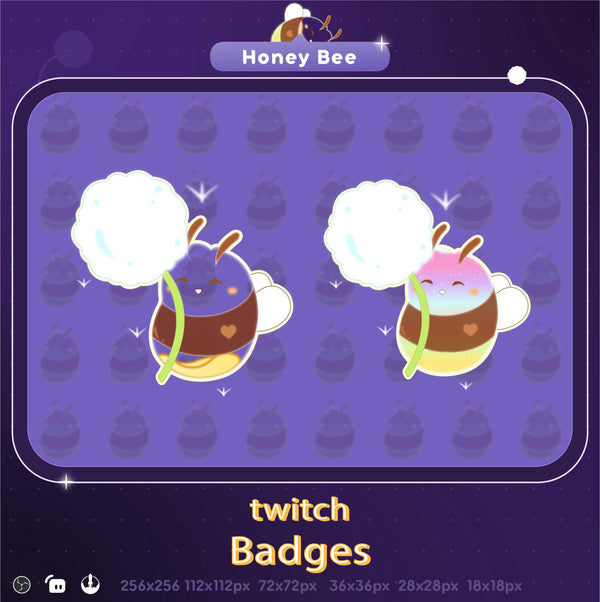 Kawaii Honey Bee Twitch Badges, Liquid Filling (Digital Download)