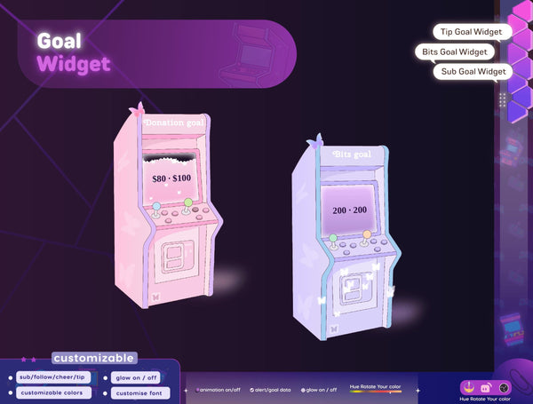 Arcade Goal Widget: Customizable Stream Overlay (Digital Download)