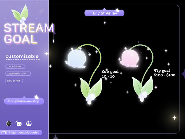 Lily of Valley Stream Goal Widget: Glassy Flower Design