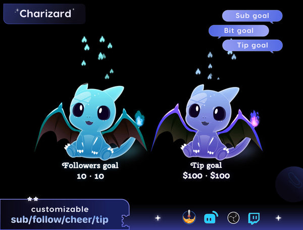 Charizard Animated Twitch Goal Widget for Streamlabs & Streamelements