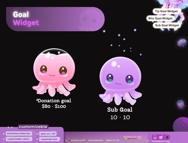 Octopus Liquid Filling Goal Widget | Twitch Streamlabs, TikTok Studio, and StreamElements | Kick OBS VTuber