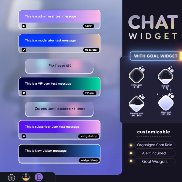 Glassy Pastel Chat Widget | Twitch StreamElements Modern Elegant Animated Overlay | VTuber Streamer