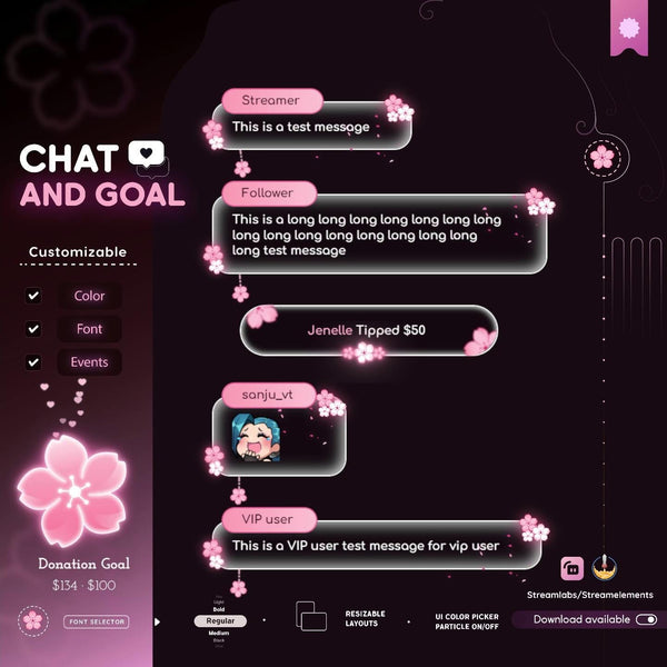 Sakura Chat Widget: Cherry Blossom Stream Overlay (Streamelements Setup Included)