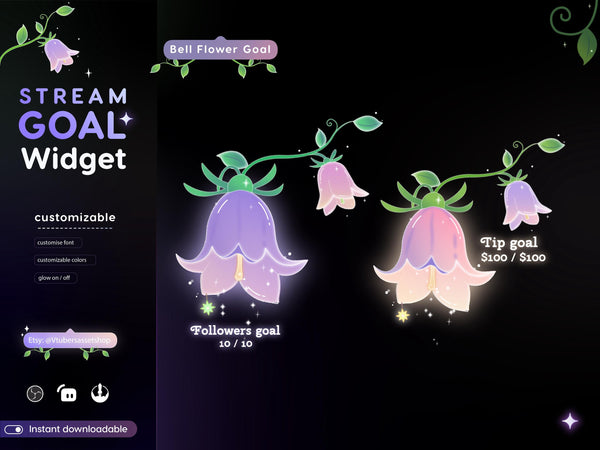 Bell Flower Twitch Goal Widget: Glassy Stream Widget