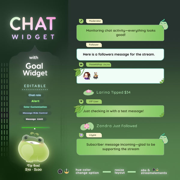 Froggy twitch Chat and Goal Widget (StreamElements) (Digital Download)