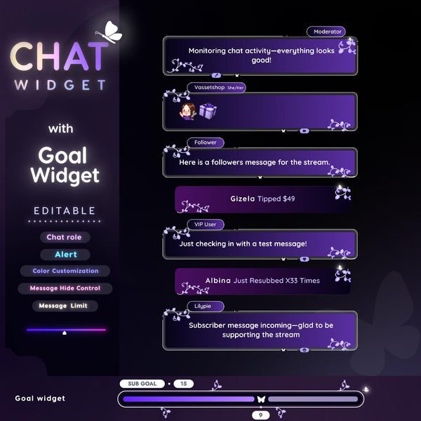 Mystical Nature Vine Twitch Chat Widget - StreamElements, Starry Theme (Digital Download))