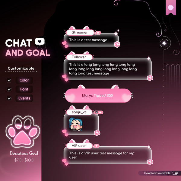 Cute Cat Chat Widget – Glass Stream Overlay, StreamElements OBS