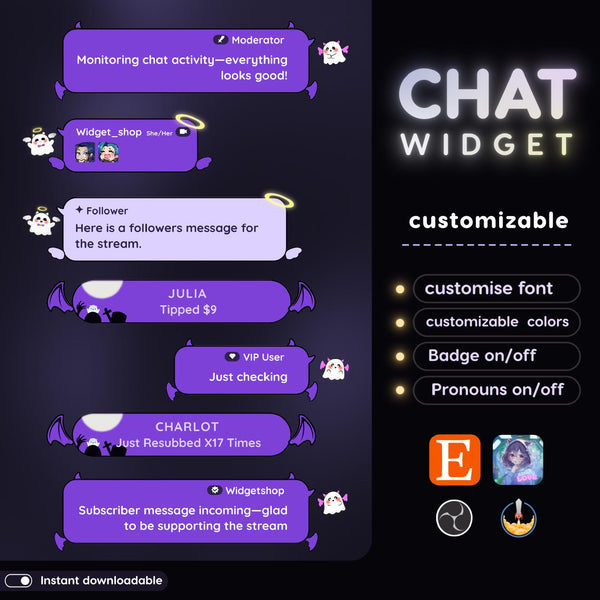 Spooky Twitch Chat Widget - Starry Night Stream Overlay for OBS/StreamElements (Digital Download)