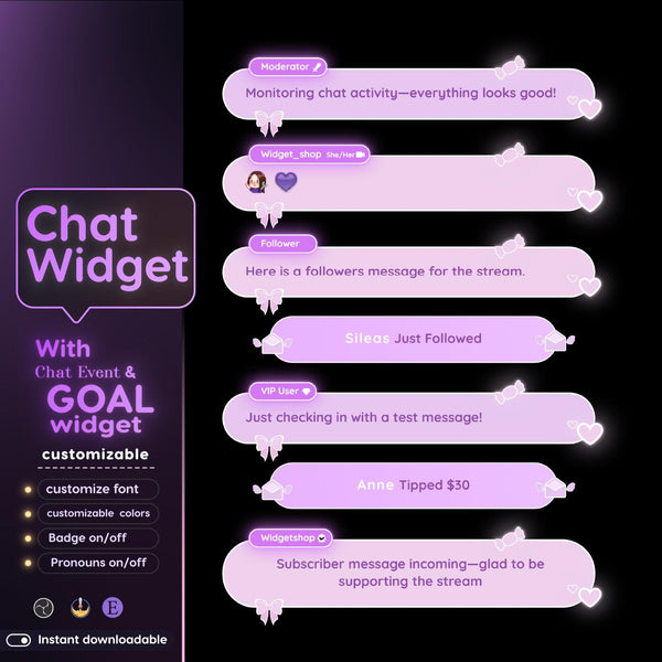 Pastel Animated Chat Widget | StreamElements, Goal, VTuber Overlay