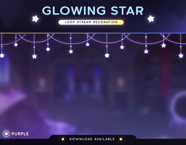 Animated Star Stream Overlay: Looping Video for Twitch, YouTube (Transparent .webm, PDF Instructions)