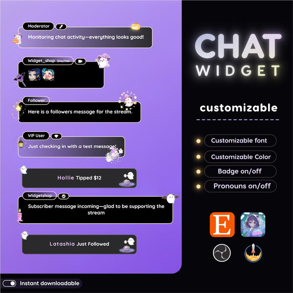 Spooky Ghost Chat Widget | Twitch StreamElements Animated Horror Stream Overlay | VTuber Streamer