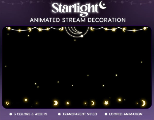 Starlight Animated Stream Decoration | Twitch OBS Celestial Overlay | VTuber Streamer Asset