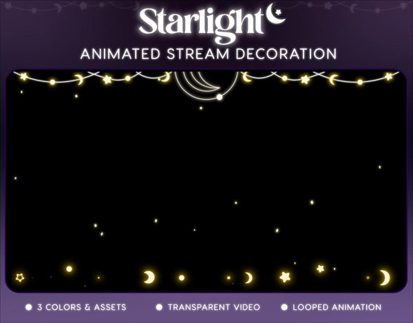 Starlight Animated Stream Decoration | Twitch OBS Celestial Overlay | VTuber Streamer Asset