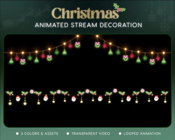 Christmas Tree Stream Decoration | Twitch OBS Animated Santa Snow Overlay | Cozy VTuber Streamer