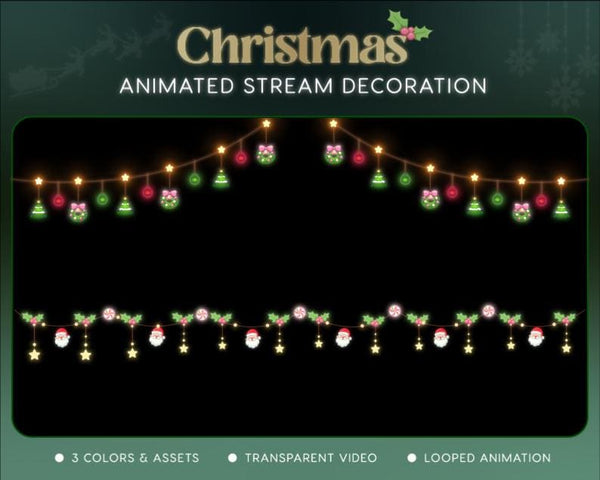 Christmas Tree Stream Decoration | Twitch OBS Animated Santa Snow Overlay | Cozy VTuber Streamer