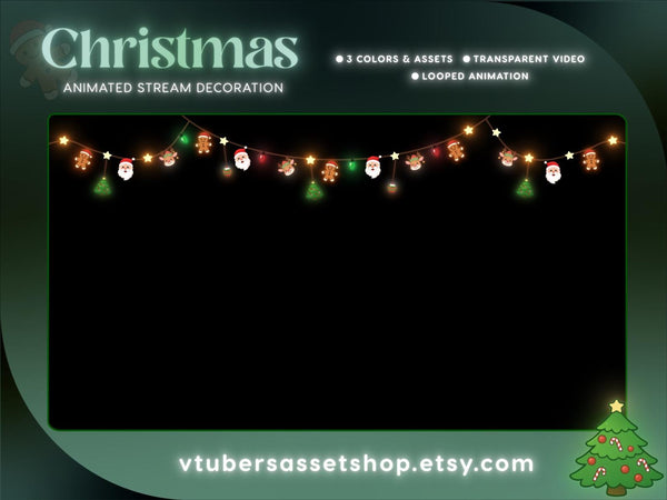 Xmas Animated Stream Decoration | Merry Christmas Twitch Overlay (Digital Download)