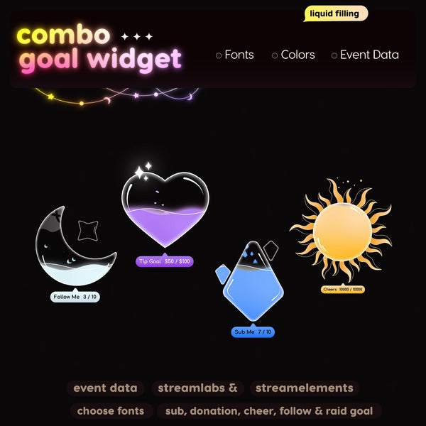 Liquid Filling Combo Goal Widget | Streamlabs, Streamelements (Digital Download)