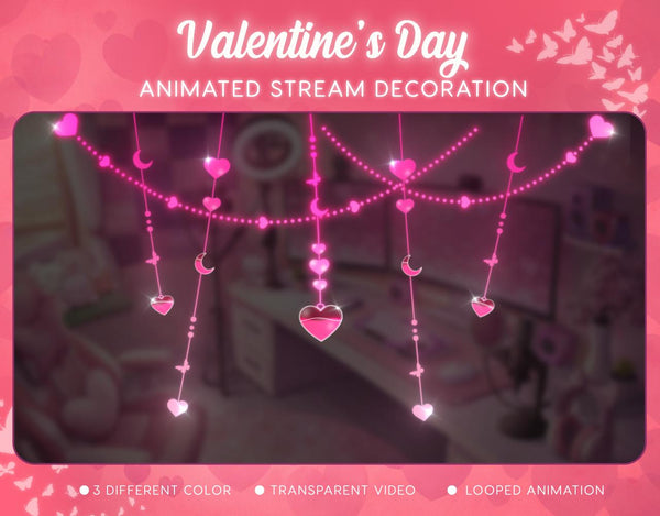 Valentine Heart Animated Stream Decoration | Twitch OBS Overlay (Digital Download)