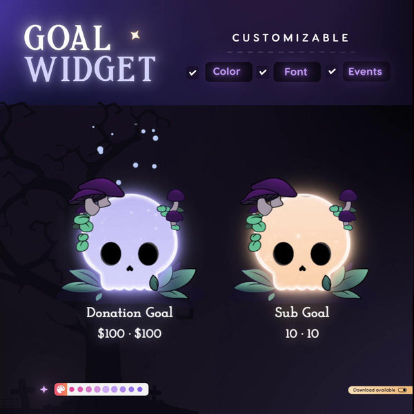 Enchanted Forest Skull Goal Widget for Twitch - Streamlabs & Streamelements