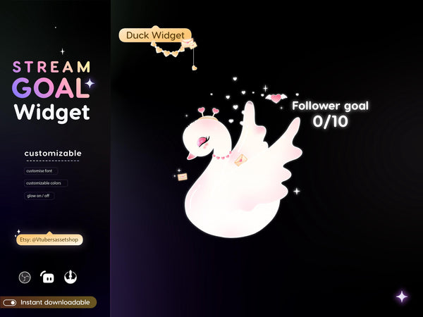 Love Swan Goal Widget | Vtubers Stream Overlay