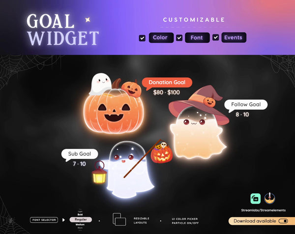 Halloween Stream Goal Widget: Pumpkin Ghost Theme - Streamlabs & Streamelements