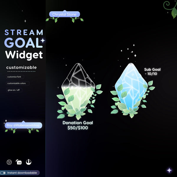 Crystal Quartz Twitch Stream Goal Widget: Twitch & OBS (Digital Download)