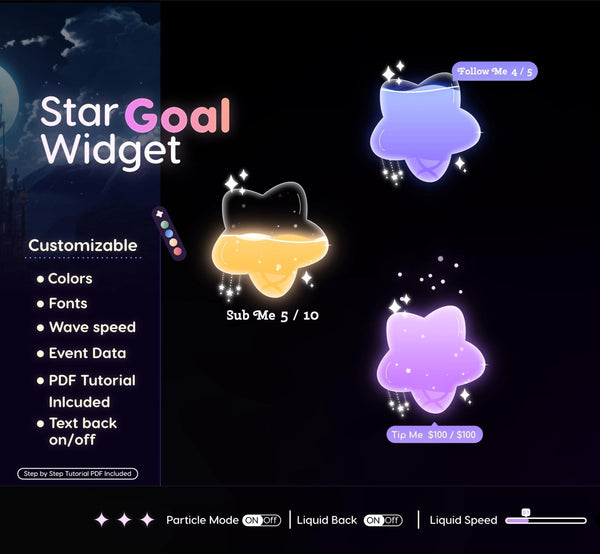 Star Goal Widget | Twitch Streamlabs StreamElements Sub Follower Donation Tracker | VTuber Streamer