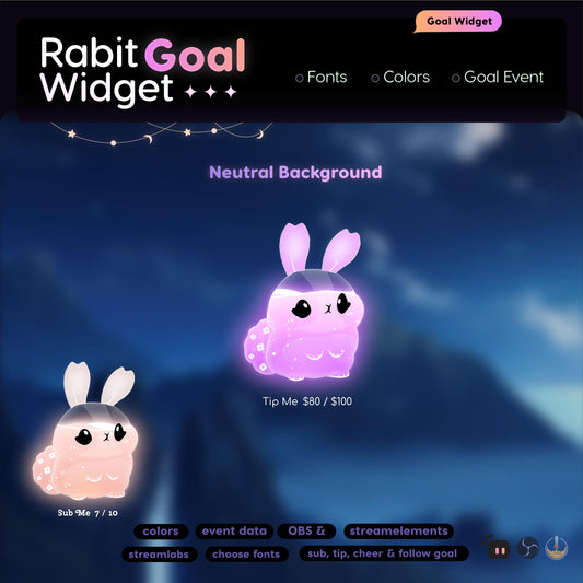 Rabbit Liquid Filling Goal Widget | Customizable Streamer Goals (Digital Download)