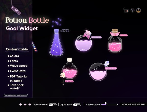 Customizable Potion Bottle Twitch Goal Widget: Animated Stream Overlay (Digital Download)