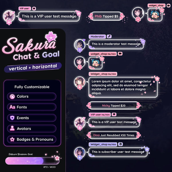 Sakura Animated Twitch Chat Widget • Kawaii Cherry Blossom Stream Decor (Digital Download)