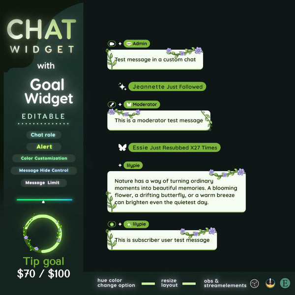 Nature Plant Twitch Chat Widget - Stream Overlay (Digital Download)