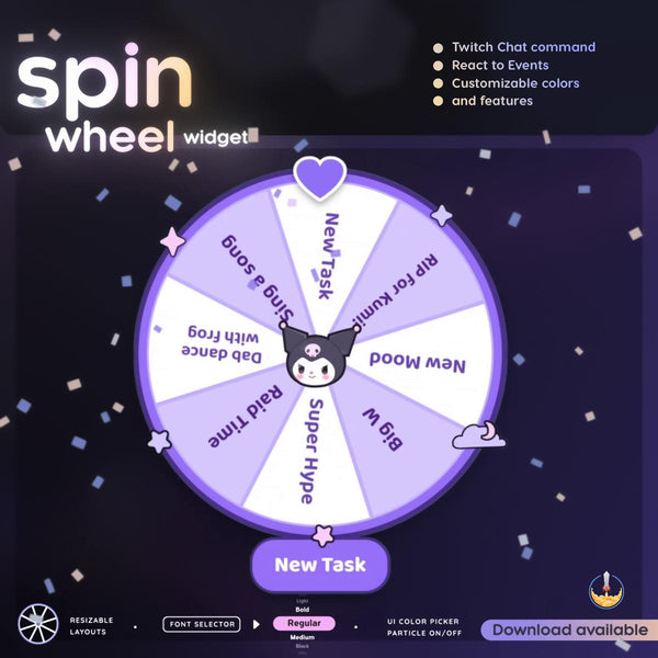 Interactive Twitch Spin Wheel Widget | Customizable Chat Command Overlay (Digital Download)