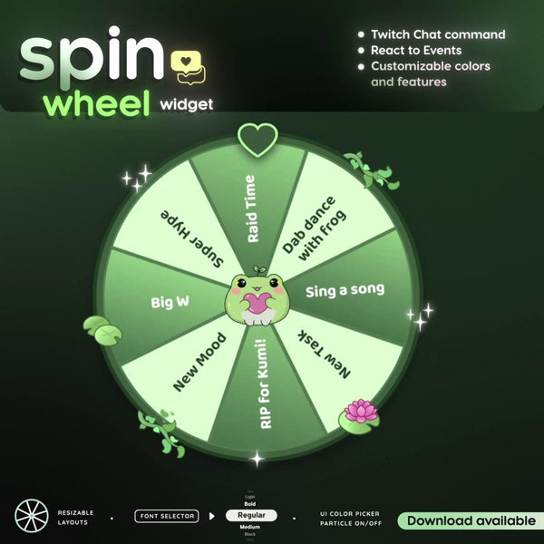 Cute Frog Twitch Spin Wheel Widget | Interactive Chat Command Overlay (Digital Download)