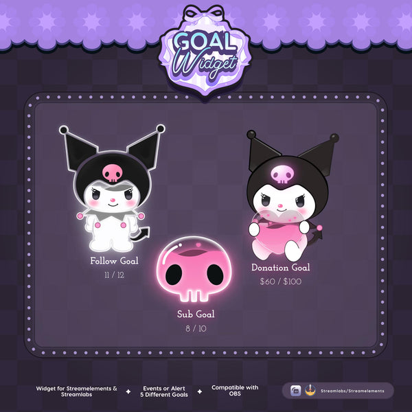 Cute Chibi Package Goal Widget | Customizable Twitch Stream Overlay (Streamlabs/Streamelements)