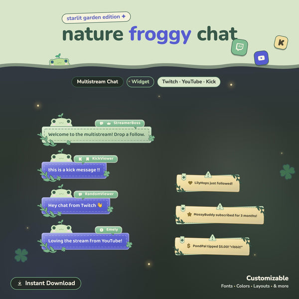 Multistream Starlight Galaxy Froggy Chat Widget | Twitch YouTube Kick Widget | StreamElements (One Click Installation)