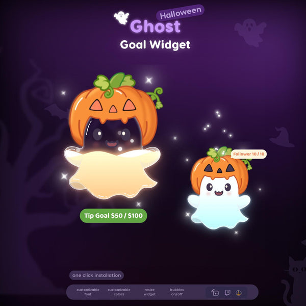 Ghost Goal Widget with Animated Pumpkin, Halloween Twitch Overlay for StreamElements Streamlabs OBS