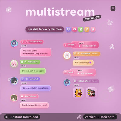 Multistream Chat Widget • Rosa Chick Overlay, 3D Chat (Digital Download)
