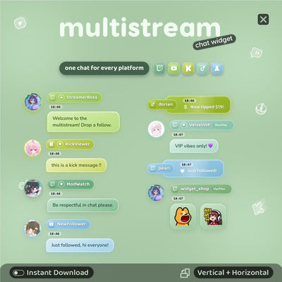 Multistream Chat Widget • Matcha Clover Overlay (Twitch, YouTube, Kick, TikTok)