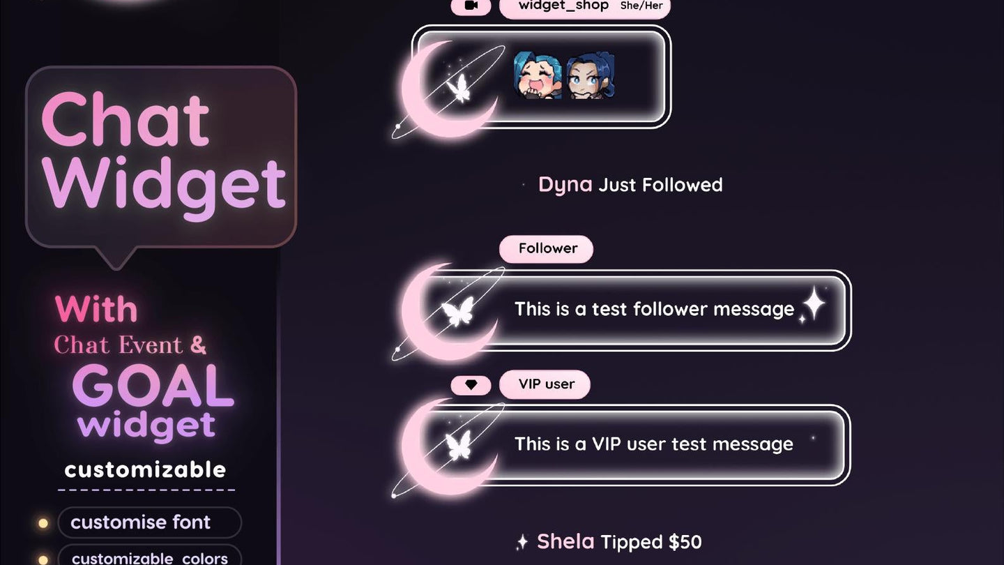 Polished ai stream overlays chat widget glowing on a dark streaming monitor at night