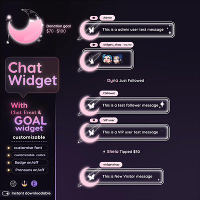 Polished ai stream overlays chat widget glowing on a dark streaming monitor at night