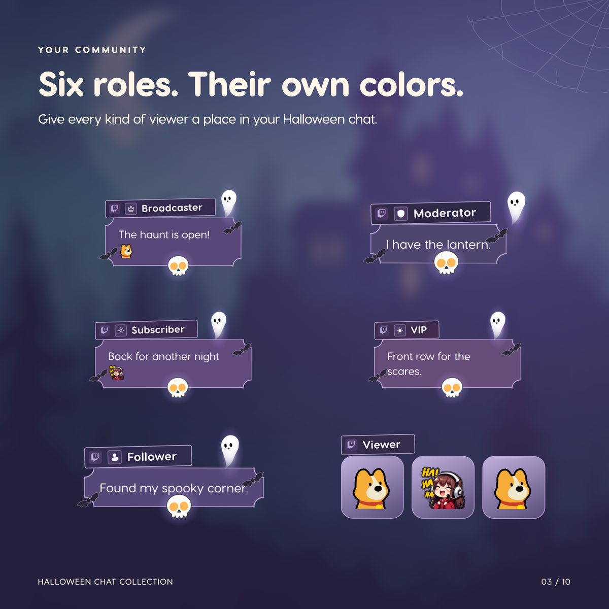 Halloween Chat Widget for Twitch YouTube Kick ⟢ Spooky Ghost Bat Animated Chat Overlay ⟢ StreamElements OBS ⟢ Cute Purple Stream Decor