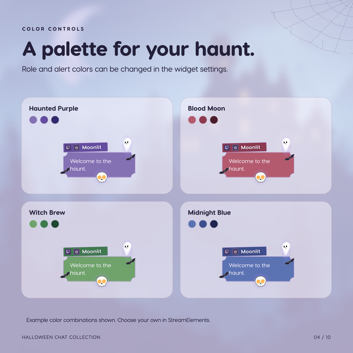 Halloween Chat Widget for Twitch YouTube Kick ⟢ Spooky Ghost Bat Animated Chat Overlay ⟢ StreamElements OBS ⟢ Cute Purple Stream Decor